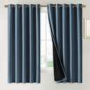 NICETOWN 100% Blackout Lined Curtains, Smoky Blue, 1 Pair, 70" Width x 63" Length Each Panel, 2 Thick Layers Completely Blackout Window Treatment Thermal Insulated Drapes for Kitchen/Bedroom
