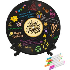 Vinyl Record Happy Birthday Decorations Guest Book Alternatives Feliz Cumpleaos Decoracion Party Supplies Favors Sign PosterLarge Birthday Card Great Gift for Men Women(Birthday)
