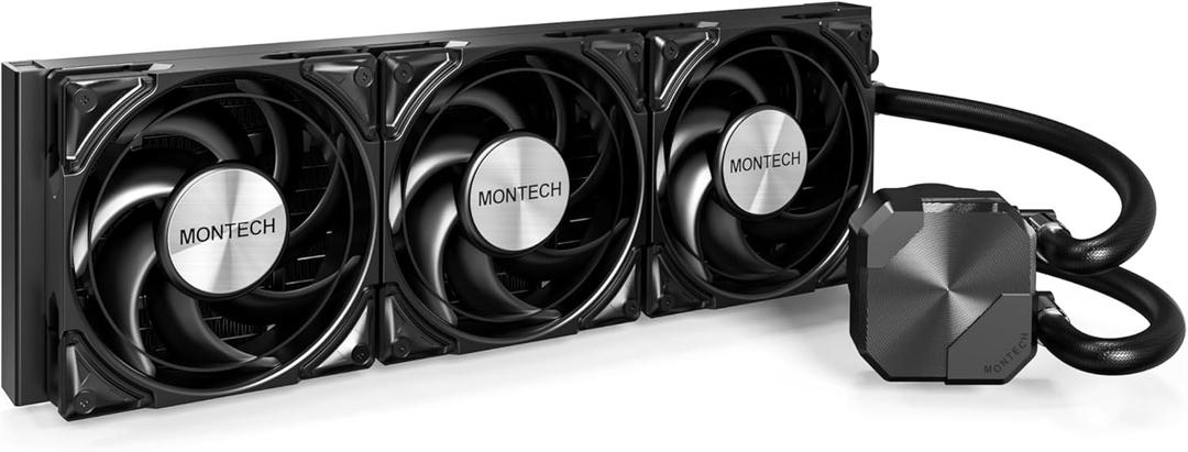 MONTECH HyperFlow Silent 360 Black  Ultra-Quiet AIO Liquid CPU Cooler, 3100RPM Pump, Triple Silent Fans, High-Efficiency Radiator for Superior Heat Dissipation, Intel & AMD Compatible, ARGB-Free