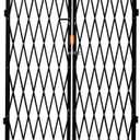 Double Folding Security Gate with Lockable Scissor Design and 360 Swivel Casters Outdoor Barricade for Entry Security, Garage, Warehouse, and Pool Areas (150Wx75 H)
