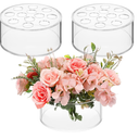 3 Pcs Acrylic Floral Centerpiece for Dining Table Decorations Wedding Round Flower Vase 12 Holes Vases