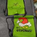 Demonwer 12 Pcs Christmas Drawstring Backpacks Christmas Green Elf Drawstring Gift Bags Goodie Cookie Treat Snack Bags for Xmas Holiday Party Favor Wrapping Decorations Supplies