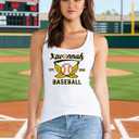 Women Baseball Tank Tops Game Day Sleeveless Tops Baseball Heart Graphic Tee Vest Casual Softball Mom Tee Tops