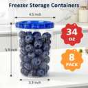 8 Pack 34oz Reusable Freezer Storage Containers with Twist Top Lids Airtight, Clear Plastic Soup Freezer Containers, Quart Food Storage Containers with Lids for Fruit Meal Prep Leftover Lunch Salad