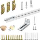 36-Inch Bifold Door Hardware Kit with Track, Closet Door Track Repair Tool Kit, Metal Track Kit for Door Use, White, Boxed