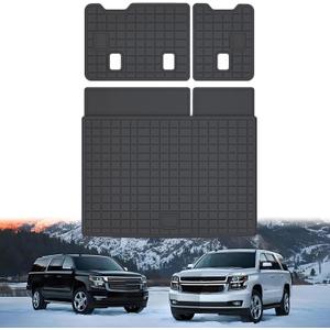 Cargo Mat for 2015-2019 2020 Chevy Chevrolet Suburban/GMC Yukon XL with Backrest Mat,TPE All Weather Protection Car Trunk Mat Covering The Backrest Mat with Velcro Fastener Accessories