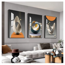MPLONG Wall Art, Bright Style Framed Wall Art, Abstract Modern Art Shape Pattern White Blue Yellow Grey Wall Art Artfully Matching Living Room Bedroom Office Wall Decor - 24"x 32"x 3 Panels