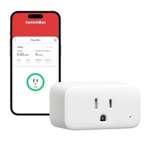 2025 New Switch Bot Smart Plug Mini 15A(1 Pack), Energy Monitor, Smart Home WiFi(2.4GHz) & Bluetooth Outlet, Compatible with Alexa & Google Home, APP Remote Control & Timer Function, No Hub Required