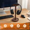 Yookin Wood Headphone Stand Headset Stand for Deak Universal Headphone Holder with Storage Base Handcrafted Desk Organizer for Gaming Headsets(Beech Wood)