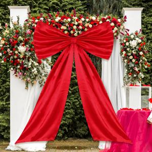 Big Bow 27 x 42 Inch Giant Valentine Tree Topper Decorations Extra Large Valentine's Day Tree Toppers Bows Decor Birthday Coquette Party Wedding Backdrop Satin Ornaments(Red)