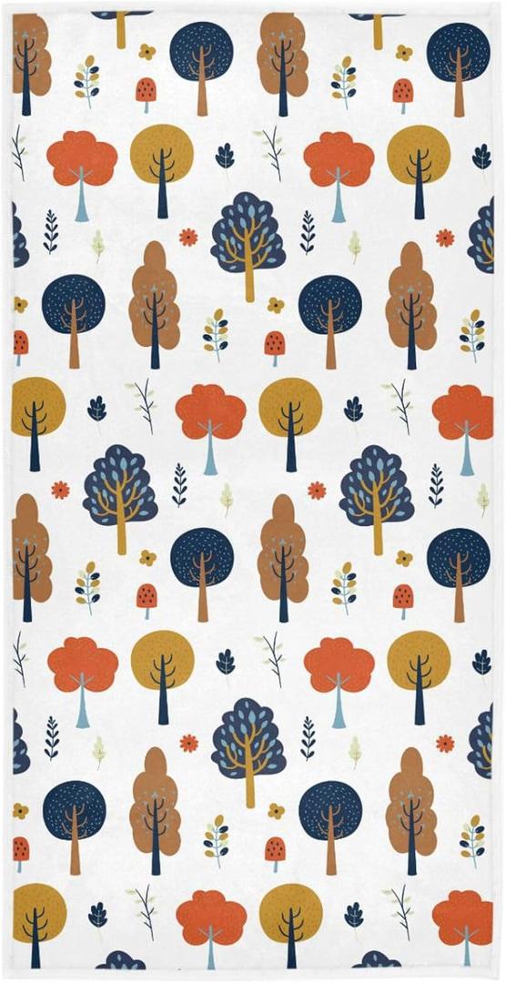 2 x Pfrewn Cute Autumn Forest Trees Leaves Hand Towels for Bathroom Fall Autumn Harvest Rustic Kitchen Dish Hanging Towels Multipurpose for Bath Shower Guest Towel Thanksgiving Decorations 16x30 in