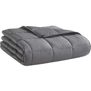 L'AGRATY Weighted Blanket for Adults- Dark Grey, 48"x72", 15lbs, Twin Full Size Heavy Throw Blanket, Cooling, Breathable, Microfiber with Glass Beads, Big, Washable, All-Season