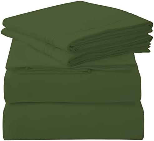 ROYALE LINENS - 4 Piece Full Bed Sheet - Soft Brushed Microfiber 1800 Bedding Set - 1 Fitted Sheet, 1 Flat Sheet, 2 Pillow case - Wrinkle & Fade Resistant - Full Size Sheet Set (Hunter Green, Full)