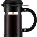 Bodum 12oz Chambord French Press w/Locking Lid, High-Heat Borosilicate Glass, Stainless Steel, Black - Made in Portugal