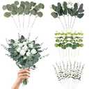 N MAGEAN Eucalyptus Leaves Stems 30 PCS, 4 Kinds Mixed Artificial Greenery Stems for Wedding Decor Vase Floral Arrangement Centerpiece