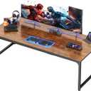PRAISUN 70.8 X 29.5 Inch Computer Desk with Deeper Desktop, Gaming Office Writing Work Desk for Home Office, Study, Bedroom, Work from Home, Metal Frame, Rustic Brown