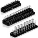 Olsa Tools Magnetic Socket Organizer - 3-Piece Drive Metric Socket Holder Set with Strong Magnets - Professional Tool Holder and Organizer - Stores up to 75 Sockets - Black - Part: 1151