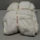 Snuggle Sac Checkered Throw Blanket Faux Fur Microfiber Blankets for Couch,Cozy Soft Warm Blanket for Sofa Bedroom Living Room,Solid Ivory,60x80 inches