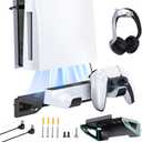 NexiGo Wall Mount Kit with Charging Station for PS5 and PS5 Slim/Pro Versions, Dual Controller Chargers, Steel Wall Stand, and Headphone Hanger - Compatible with PlayStation 5 (Disc & Digital)