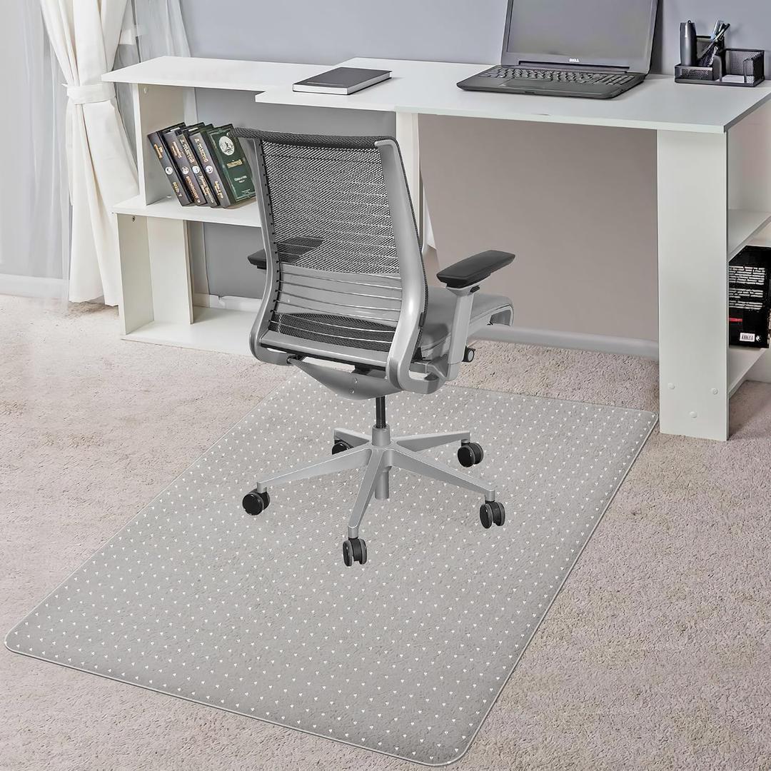 BesWin Chair Mat for Carpets, Transparent Office Chair Mat for Low Pile Carpeted Floors, Computer Desk Chair Mat for Office Chair on Carpet for Work, Home, Gaming, Easy Glide (Rectangle) 30" X 48"