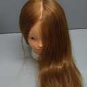 Mannequin Head with 80% Human Hair Cosmetology Mannequin Head Doll Head for Hair and Makeup Practice Head (#27 Brown No Makeup)