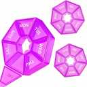 3 x Travel Weekly Pill Organizer - Portable 7-Day Dispenser for Vitamins, Fish Oil,Pills and Supplements -(Purple)