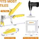 Tile Leveling System Kit, 600pcs Tile Leveler Spacers Clips+150pcs Reusable Wedges+1pc Tile Pliers for Wall/Floor Tile Adjustment, Leveling Tile System for Ceramic Tile(Yellow, 1/16-1.5mm)