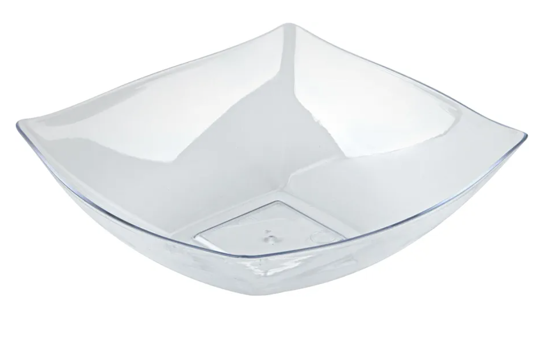 Restaurantware-Moderna 32 Ounce Fancy Plastic Bowls, 8 Square Disposable Salad Bowls - Durable, Heavy-duty, Clear Plastic Bowl, For Warm And Cold Foods