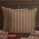 VHC Brands Wyatt Bedding Accessory, Euro Sham 26x26, Plaid Tan (Khaki, Raven, Moss Green)