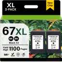 67XL Black Ink Cartridge Replacement for HP Ink 67 for 67xl hp Printer Ink (Black 2-Pack) Woks for DeskJet 1255, 2700, 4100 Series 4155, 2700e, 4155e, 2755e, Envy 6000, 6400, Series 6055e 6455e