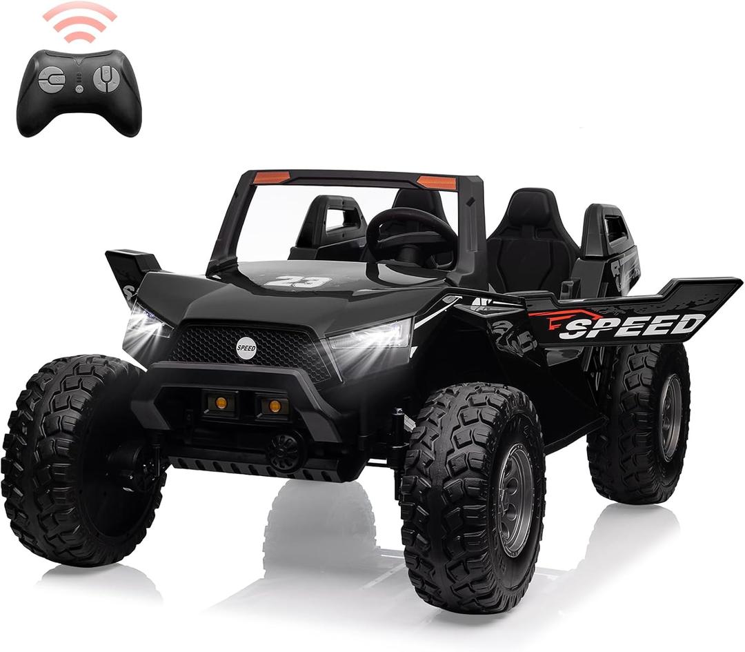 24V 2 Seaters Ride On UTV Car with Remote Control for Kids, 4WD Motors Electric Vehicle, 21 in 2 Seats, 15.4 in Large EVA Wheels,Music, Light,Max Load 140 LBS Ride On Toys