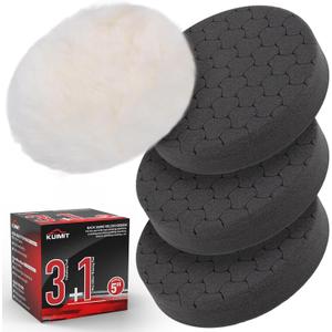 Black Polish Pad, 3Pcs 5.5 Inch Face for 5 Inch Buffing Polishing Pads and Woolen Pads 125mm Backing Plate Compound Buffing Sponge for Car Buffer Polisher Compounding, Polishing and Waxing