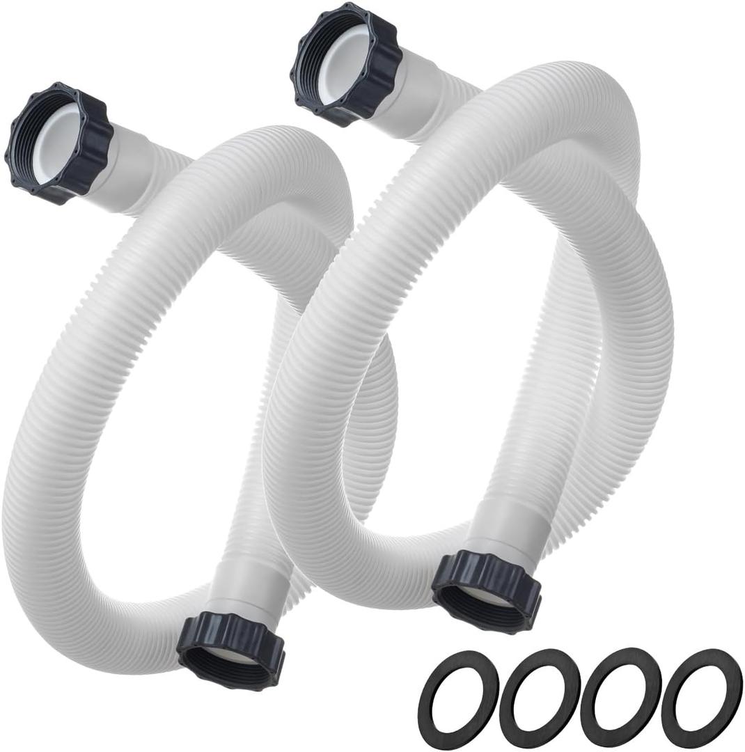 1.5" Pool Pump Hose for Intex Sand Filter Pumps & Saltwater Systems, 29060E Pool Filter Hose for Intex & Coleman Above Ground Pools Parts- 59" Long Replacement Hoses (Set of 2)