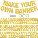 BEISHIDA 116 PCS A-Z DIY Letter Banner Kit Make Your Own Banner Including 111 Letters and Numbers 3 Rope and 2 Threading Device,Customized for Birthday Graduation Wedding Decor Gold