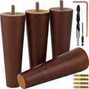 Airy Abode Premium Walnut Wood Furniture Legs (Full Install Kit) - Pick Your Size and Color