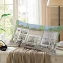 Cute Pillowcases Kawaii Pillowcase, Anime Bunny and Bear Aesthetics Pillow Case,Pastel Beige Brown and Green Cute Pillow Cases,Anime Street Plant Aesthetics Pillow Covers 20"x30" Inches