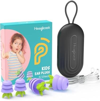 Kids Ear Plugs for 5-12 Yrs, 29 dB Noise Reduction Extra Small Soft Silicone Earplugs for Little Ears, Kids Ear Protection for Noise Sensitivity, Socializing,Ear Pressure Relief,Sleep,Focus (Purple)