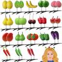 36 pcs Fruit Hair Clips, CNYMANY Funny Cute Fruit Hairpins Vegetable Hairpins Headwear Photo Props Hair Accessories for Women Home Rave Party - 18 Styles