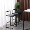 Bar Stools Set of 2, 24.8 inch Tall Counter Height Bar Stools with Low Back, Modern Bar Stools Counter Stools for Kitchen Island, Dining Room, Cafe, Black