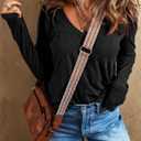 EVALESS Womens Tops Fashion V Neck Long Sleeve Shirts Casual Fall Outfits Basic T Shirts Blouses Top Women's Clothing (Black) Small