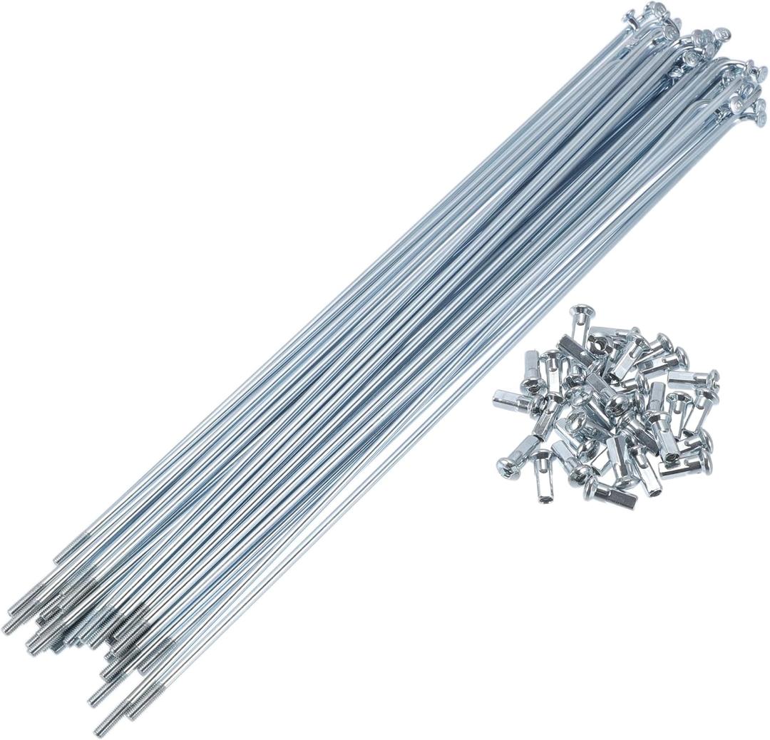 1 Set Bicycle Spokes 12G 220mm Length Bike Wheel Spokes Universal Carbon Steel Galvanized Silver Tone Nipple