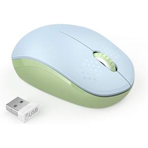 seenda Wireless Mouse for Laptop, 2.4G Noiseless Mouse with USB Receiver - Optical Tracking Portable Computer Mice for Chromebook, PC, Tablet, Windows, 24 Months Battery Life - Light Blue&Olive Green