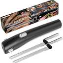 Pratuor Cordless Electric Knife -with 2 Versatile Blades, Rechargeable Bread & Meat Carving Knife with Safety Lock, Ergonomic Handle, for Steak, Fish, Cheese and More (Grey Button)