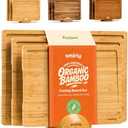 SMIRLY Wooden Cutting Boards For Kitchen Meal Prep & Serving - Bamboo Cutting Board Set with Holder, Charcuterie & Chopping Board, Wood Cutting Board Set, Kitchen Gadgets