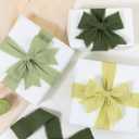 Keypan Spring Green Ribbon 1-1/2 Inch x 15 Yards Handmade Cotton Frayed Fringe Fabric Ribbons for Crafts Flower Bouquets Wedding Christmas Tree Home DIY Decor