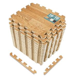 Sorbus Wood Grain Floor Mats Foam Interlocking Mats Each Tile 1 Square Foot 3/8-Inch Thick Flooring Wood Mat Tiles - Home Office Playroom Basement Trade Show (16 Tiles,16 Sq ft, Wood Grain - Pine)