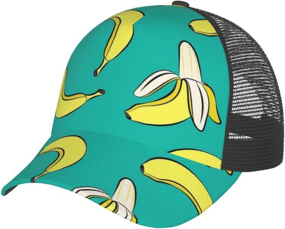 Bananas On Green Baseball Cap for Men Women Trucker Mesh Back Adjustable Dad Hat Outdoor Sports Running Headwear Summer hat