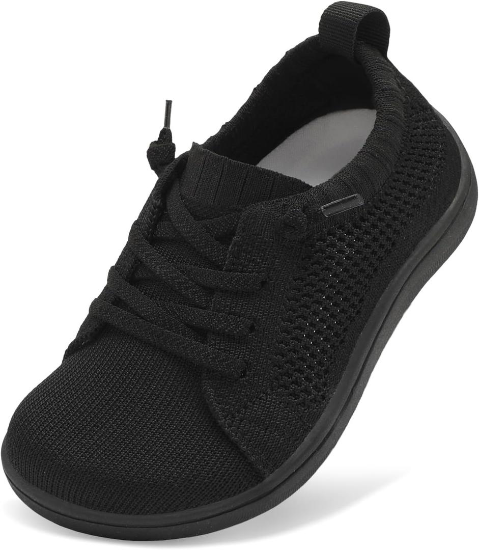 LeIsfIt Toddler Shoes Girls Boys Wide Shoes Kids Zero Drop Minimalist Sneakers Barefoot Slip on Tennis Sneakers Black 9 Toddler