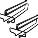 2 Wine Glasses Holder, 10 Inch Punch-free Glass Rack Holder Cabinet Storage Space-Saving for Kitchen Bar Home Wine Lovers (White) (Black)