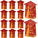 50 Pcs Graduation Cap Gift Boxes with Tassel, Treat Box Graduation Candy Boxes Centerpieces for Tables Party Decorations, Mini Treat Chocolate Box Graduate Favors Supplies, Red